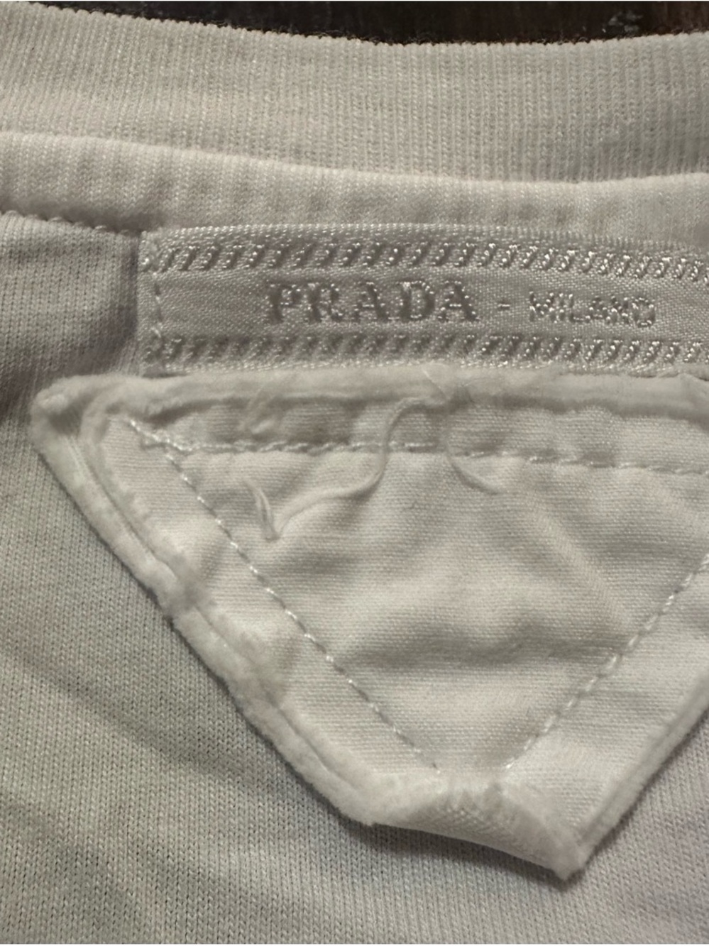 Prada White V-Neck Short Sleeve T-Shirt - Picture 3 of 4